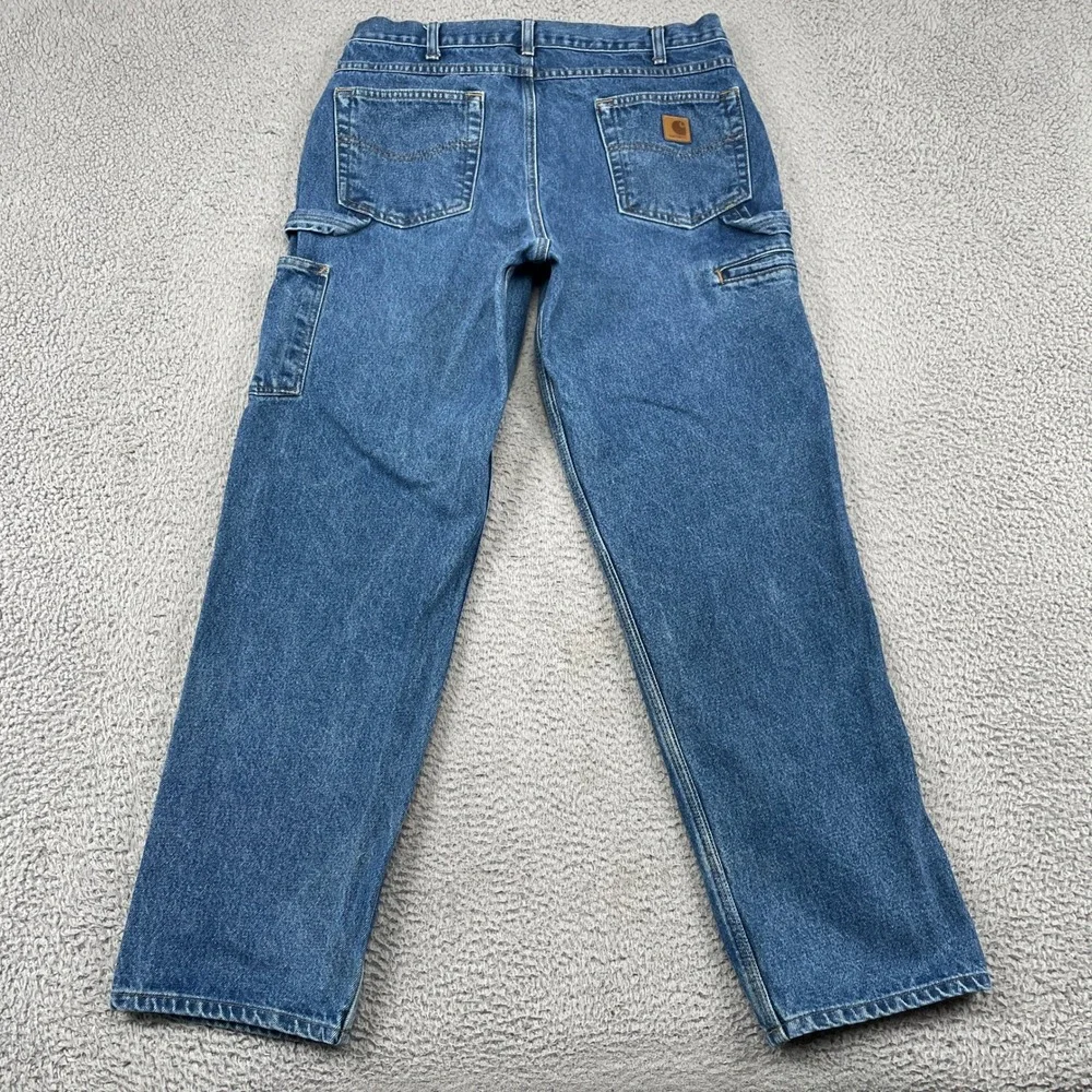 Carhartt Jeans Mens 36x32 Blue B171-DST Relaxed Fit Carpenter Work Denim